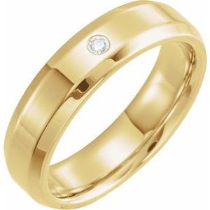 14K Yellow .04 CTW Natural Diamond Beveled Edge Band Size 10 - BN & CO JEWELRY
