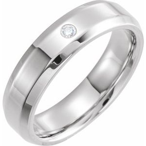 14K White .04 CTW Natural Diamond Beveled Edge Band Size 10 - BN & CO JEWELRY