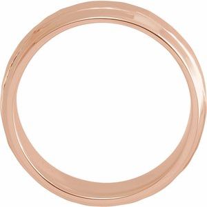 14K Rose 7 mm Beveled-Edge Band with Hammered Texture - BN & CO JEWELRY
