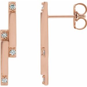 14K Rose 1/10 CTW Natural Diamond Bar Earrings - BN & CO JEWELRY