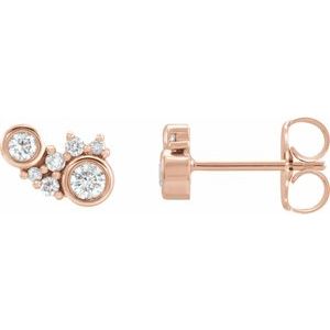 14K Rose 1/4 CTW Natural Diamond Scattered Bezel-Set Earrings - BN & CO JEWELRY