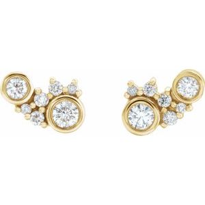 14K Yellow 1/4 CTW Natural Diamond Scattered Bezel-Set Earrings - BN & CO JEWELRY