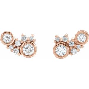 14K Rose 1/4 CTW Natural Diamond Scattered Bezel-Set Earrings - BN & CO JEWELRY