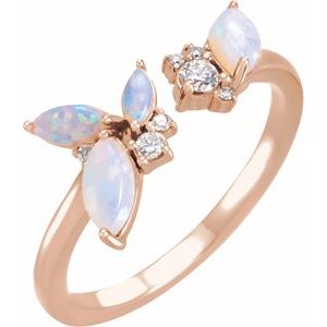 14K Rose Australian Opal & 1/10 CTW Diamond Negative Space Ring - BN & CO JEWELRY