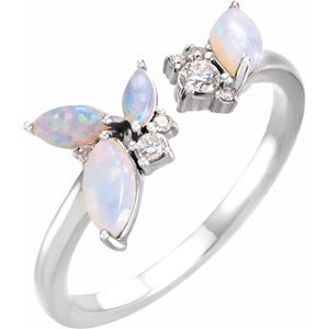 Platinum Australian Opal & 1/10 CTW Diamond Negative Space Ring - BN & CO JEWELRY