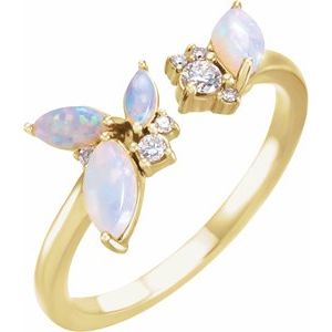 14K Yellow Australian Opal & 1/10 CTW Diamond Negative Space Ring - BN & CO JEWELRY