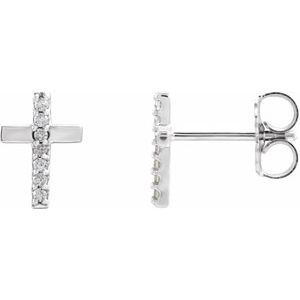 14K White .06 CTW Natural Diamond Cross Earrings - BN & CO JEWELRY