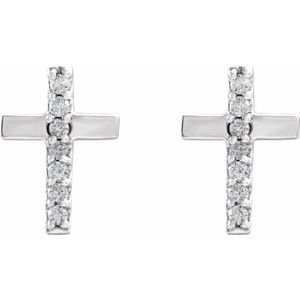 14K White .06 CTW Natural Diamond Cross Earrings - BN & CO JEWELRY