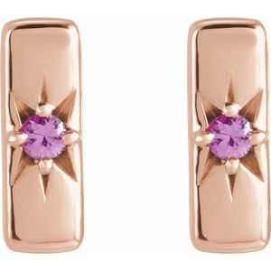 14K Rose Natural Pink Sapphire Starburst Bar Earrings - BN & CO JEWELRY