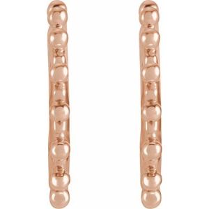 14K Rose 12.12 mm Beaded Huggie Earrings - BN & CO JEWELRY