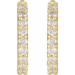 14K Yellow 8 mm 1/8 CTW Natural Diamond Huggie Hoop Earrings - BN & CO JEWELRY