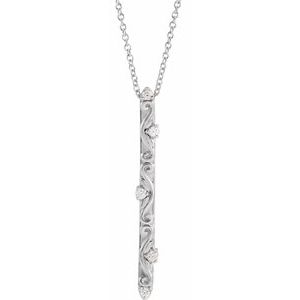 14K White .07 CTW Natural Diamond Vintage-Inspired 16-18" Necklace - BN & CO JEWELRY