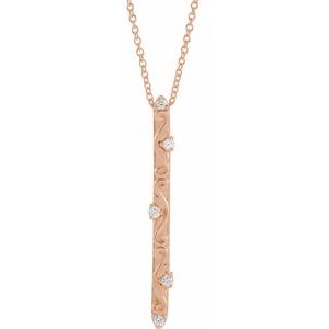 14K Rose .07 CTW Natural Diamond Vintage-Inspired 16-18" Necklace - BN & CO JEWELRY