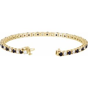 14K Yellow Natural Blue Sapphire & 2 3/8 CTW Natural Diamond Line 7" Bracelet - BN & CO JEWELRY