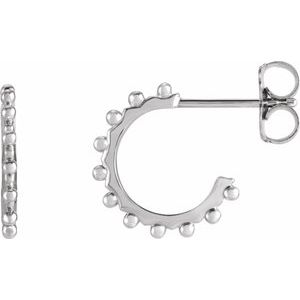 Sterling Silver 12.12 mm Beaded Huggie Earrings - BN & CO JEWELRY
