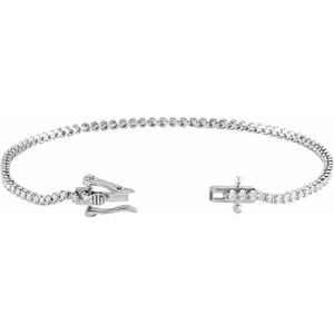 14K White 7/8 CTW Natural Diamond Line 7" Bracelet - BN & CO JEWELRY