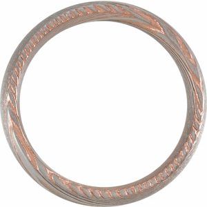18K Rose Gold PVD Damascus Steel 8 mm Patterned Half Round Band Size 7 - BN & CO JEWELRY