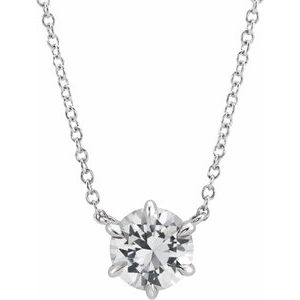 Sterling Silver Natural White Sapphire Solitaire 18" Necklace - BN & CO JEWELRY