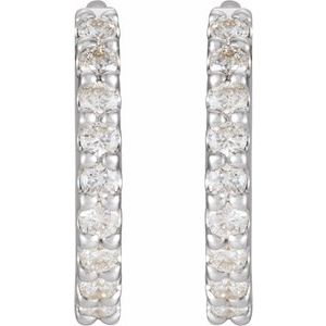 14K White 10.3 mm 1/4 CTW Natural Diamond Huggie Hoop Earrings - BN & CO JEWELRY