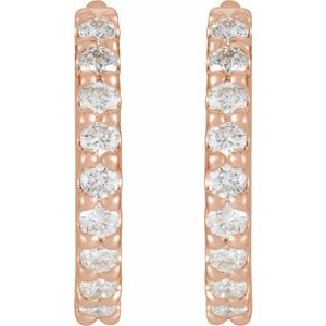 14K Rose 10.3 mm 1/4 CTW Natural Diamond Huggie Hoop Earrings - BN & CO JEWELRY