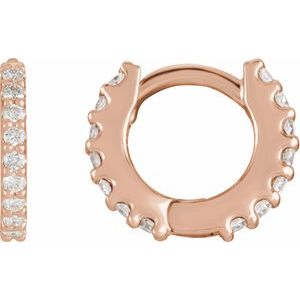 14K Rose 10.3 mm 1/4 CTW Natural Diamond Huggie Hoop Earrings - BN & CO JEWELRY