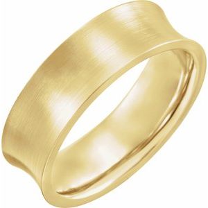 14K Yellow 7 mm Concave Edge Band with Satin Finish - BN & CO JEWELRY