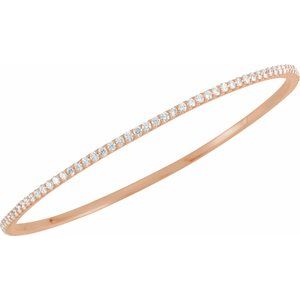 14K Rose 3 CTW Natural Diamond Stackable Bangle 8" Bracelet - BN & CO JEWELRY