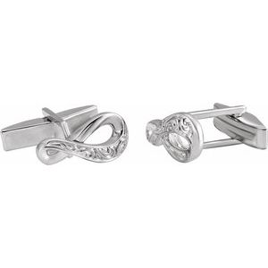 14K White 17x8.7 mm Infinity-Inspired Cuff Links - BN & CO JEWELRY