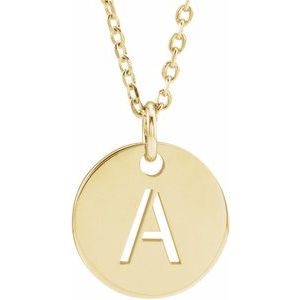 18K Yellow Gold-Plated Sterling Silver Initial A 10 mm Disc 16-18" Necklace - BN & CO JEWELRY