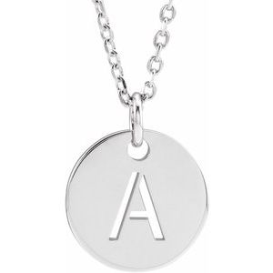 Sterling Silver Initial A 10 mm Disc 16-18" Necklace - BN & CO JEWELRY