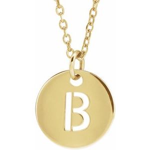 18K Yellow Gold-Plated Sterling Silver Initial B 10 mm Disc 16-18" Necklace - BN & CO JEWELRY