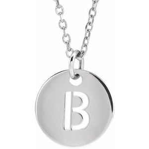 Sterling Silver Initial B 10 mm Disc 16-18" Necklace - BN & CO JEWELRY
