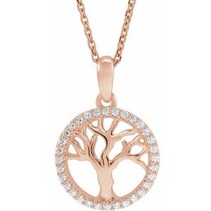 14K Rose 1/5 CTW Natural Diamond Tree of Life 16-18" Necklace - BN & CO JEWELRY