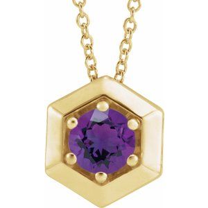 14K Yellow Natural Amethyst Geometric 16-18" Necklace - BN & CO JEWELRY