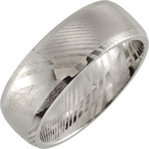 Damascus Steel 8 mm Patterned Beveled-Edge Band Size 8.5 - BN & CO JEWELRY