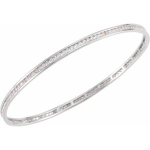 14K White 1 1/2 CTW Natural Diamond Stackable Bangle 8" Bracelet - BN & CO JEWELRY