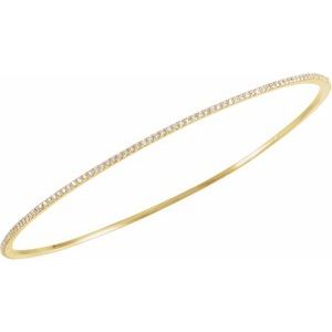 14K Yellow 1 CTW Natural Diamond Stackable Bangle 8" Bracelet - BN & CO JEWELRY