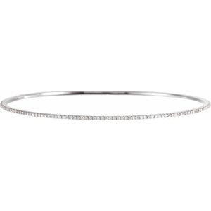 14K White 1 CTW Lab-Grown Diamond Stackable Bangle 8" Bracelet - BN & CO JEWELRY