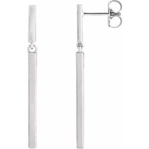 Platinum 25.9x1.8 mm Articulated Bar Earrings - BN & CO JEWELRY