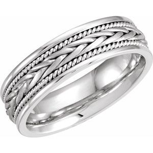 14K White 6.75 mm Woven Band Size 7.5 - BN & CO JEWELRY