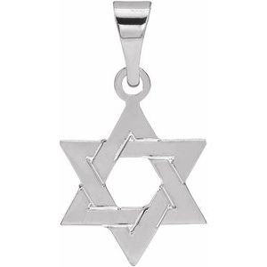14K White 12x9 mm Star of David Pendant - BN & CO JEWELRY