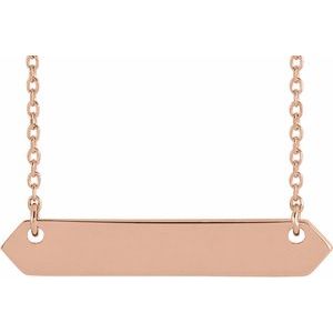 18K Rose Gold-Plated Sterling Silver 33x6 mm Engravable Geometric 16-18" Necklace - BN & CO JEWELRY