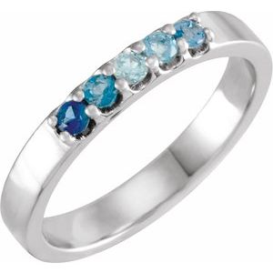14K White Natural Blue Multi-Gemstone Midi Ring - BN & CO JEWELRY