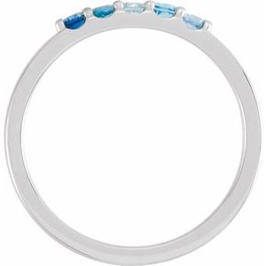 14K White Natural Blue Multi-Gemstone Midi Ring - BN & CO JEWELRY