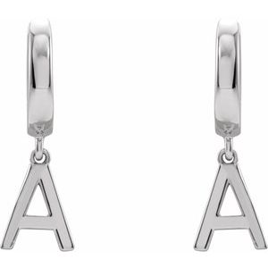 14K White Initial A Hinged Huggie Earring - BN & CO JEWELRY