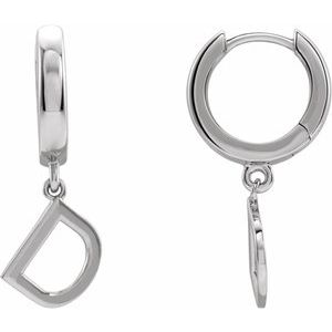 Sterling Silver Initial D Hinged Huggie Earring - BN & CO JEWELRY
