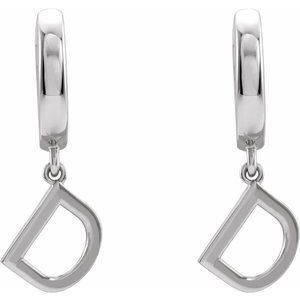 Sterling Silver Initial D Hinged Huggie Earring - BN & CO JEWELRY