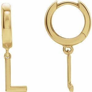 14K Yellow Initial L Hinged Huggie Earring - BN & CO JEWELRY