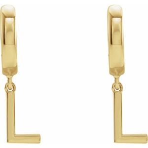 14K Yellow Initial L Hinged Huggie Earring - BN & CO JEWELRY