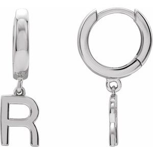 Sterling Silver Initial R Hinged Huggie Earring - BN & CO JEWELRY